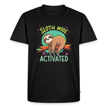 Sloth Mode Activated Funny Sloth - Men's Premium Organic T-Shirt - black - Front - Nico (187cm)