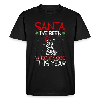 02 Père Noël J’ai été bon Wheelie cette année - T-shirt Premium bio Homme - noir - Devant - Nico (187cm)