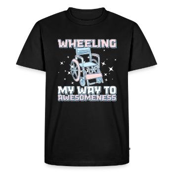 Fauteuil roulant Fauteuil roulant Handicap Drôle - T-shirt Premium bio Homme - noir - Devant - Nico (187cm)