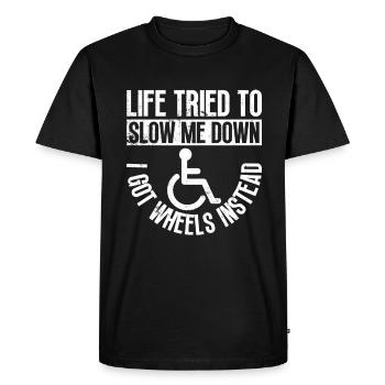 Wheelchair Wheelchair Disability Funny - Men's Premium Organic T-Shirt - black - Front - Nico (187cm)