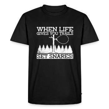 Piège à animaux Piège à collet métallique - T-shirt Premium bio Homme - noir - Devant - Nico (187cm)