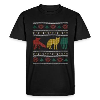 Funny Fox Christmas Gifts - Men's Premium Organic T-Shirt - black - Front - Nico (187cm)