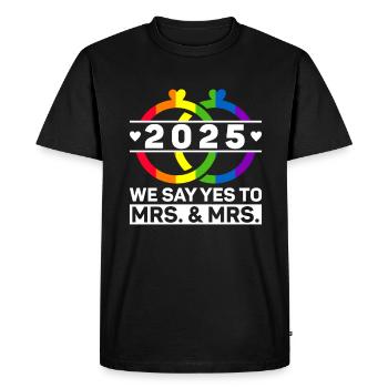 Mariage lesbien de la Gay Pride 2025 Mariage gay - T-shirt Premium bio Homme - noir - Devant - Nico (187cm)
