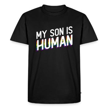 Gay Pride Fiers Parents Fils Gay - T-shirt Premium bio Homme - noir - Devant - Nico (187cm)