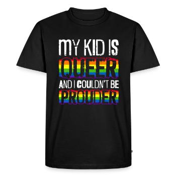 Gay Pride Fiers Parents Fils Gay - T-shirt Premium bio Homme - noir - Devant - Nico (187cm)