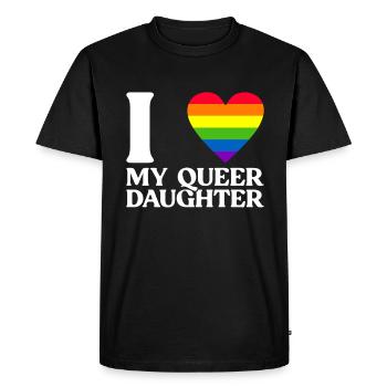 Gay Pride Fiers Parents Fils Gay - T-shirt Premium bio Homme - noir - Devant - Nico (187cm)
