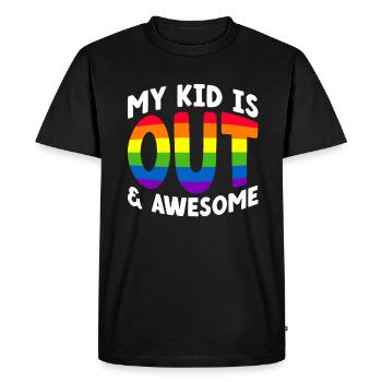 Gay Pride Fiers Parents Fils Gay - T-shirt Premium bio Homme - noir - Devant - Nico (187cm)