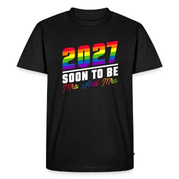 Gay Pride Mariage Lesbienne 2027 Mariage Gay - T-shirt Premium bio Homme - noir - Devant - Nico (187cm)