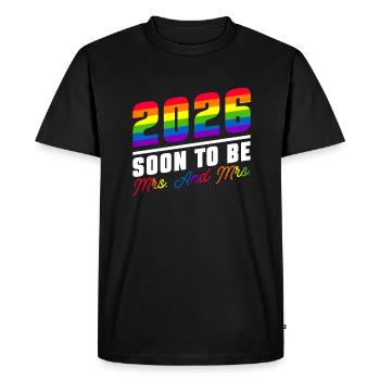 Mariage Gay Pride 2026 Mariage Gay Lesbien - T-shirt Premium bio Homme - noir - Devant - Nico (187cm)