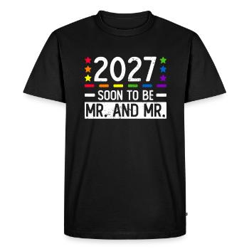 Mariage Gay Pride 2027 Mariage gay - T-shirt Premium bio Homme - noir - Devant - Nico (187cm)