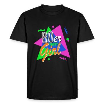 80s Party Girl - 80s - Colorful + Crazy - Men's Premium Organic T-Shirt - black - Front - Nico (187cm)