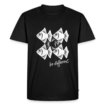 Soyez différent - Poissons - nager à contre-courant - T-shirt Premium bio Homme - noir - Devant - Nico (187cm)