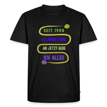 Sur la route depuis 1958 et pas encore fatigué. - T-shirt Premium bio Homme - noir - Devant - Nico (187cm)