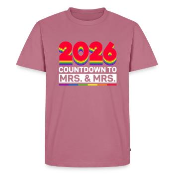 Gay Pride 2026 Mariage Mariage gay - T-shirt Premium bio Homme - mauve - Devant - Nico (187cm)
