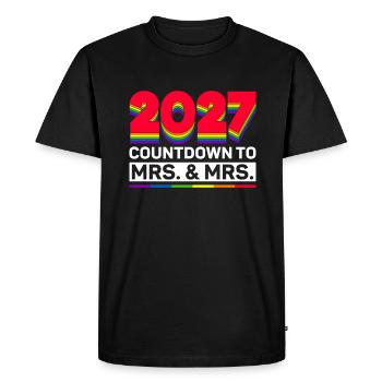 Gay Pride 2027 Mariage Mariage gay - T-shirt Premium bio Homme - noir - Devant - Nico (187cm)