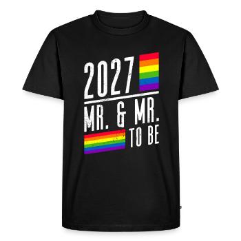 Gay Pride 2027 Mariage Mariage gay - T-shirt Premium bio Homme - noir - Devant - Nico (187cm)
