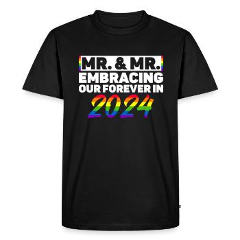 Mr. & Mr. 2024 Gay Pride Wedding Gay Marriage - Men's Premium Organic T-Shirt - black - Front - Nico (187cm)
