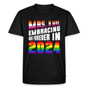 Mrs. & Mrs. 2024 Gay Pride Wedding Gay Marriage - Men's Premium Organic T-Shirt - black - Front - Nico (187cm)