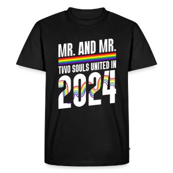 Mr. and Mr. 2024 Gay Pride Wedding Gay Marriage - Men's Premium Organic T-Shirt - black - Front - Nico (187cm)