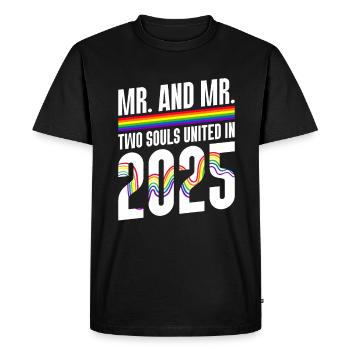 Mr. and Mr. 2025 Gay Pride Wedding Gay Marriage - Men's Premium Organic T-Shirt - black - Front - Nico (187cm)