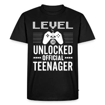 Niveau officiel Teenager 13 débloqué pour les joueurs 13 - T-shirt Premium bio Homme - noir - Devant - Nico (187cm)