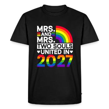 Femme et Mme 2027 Gay Pride Mariage Gay Mariage - T-shirt Premium bio Homme - noir - Devant - Nico (187cm)