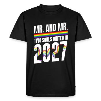 M. et M. 2027 Mariage de la Gay Pride Mariage gay - T-shirt Premium bio Homme - noir - Devant - Nico (187cm)