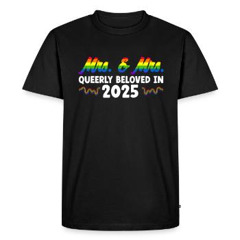 Mme et Mme 2025 Mariage de la Gay Pride Mariage gay - T-shirt Premium bio Homme - noir - Devant - Nico (187cm)