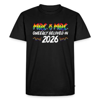 Mme et Mme 2026 Mariage de la Gay Pride Mariage gay - T-shirt Premium bio Homme - noir - Devant - Nico (187cm)