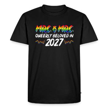 Femme & Femme 2027 Mariage Mariage Gay - T-shirt Premium bio Homme - noir - Devant - Nico (187cm)