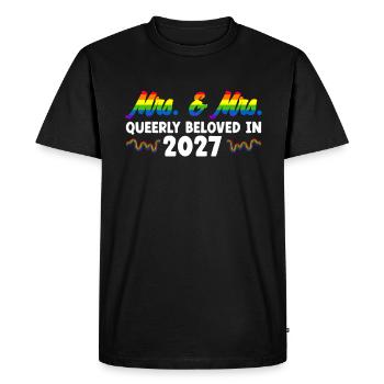 Mme et Mme 2027 Mariage de la Gay Pride Mariage gay - T-shirt Premium bio Homme - noir - Devant - Nico (187cm)