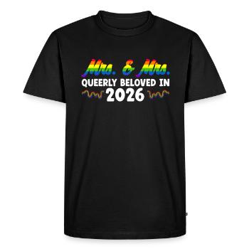 Mme et Mme 2026 Mariage de la Gay Pride Mariage gay - T-shirt Premium bio Homme - noir - Devant - Nico (187cm)