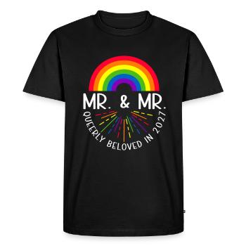 Mr. & Mr. 2027 Gay Pride Mariage Gay Mariage - T-shirt Premium bio Homme - noir - Devant - Nico (187cm)