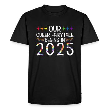 Queer Fairytale 2025 Wedding Gay Marriage - Men's Premium Organic T-Shirt - black - Front - Nico (187cm)