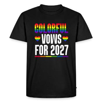Gay Pride 2027 Mariage Mariage gay - T-shirt Premium bio Homme - noir - Devant - Nico (187cm)