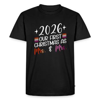 2026 Notre premier Noël en tant que Mme et Mme Homo - T-shirt Premium bio Homme - noir - Devant - Nico (187cm)