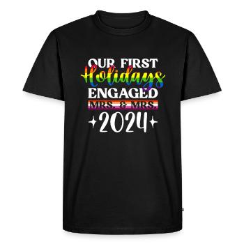 Premières vacances fiancée femme et femme 2024 gays - T-shirt Premium bio Homme - noir - Devant - Nico (187cm)