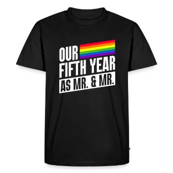 Cinquième année de mariage gay à la Gay Pride - T-shirt Premium bio Homme - noir - Devant - Nico (187cm)