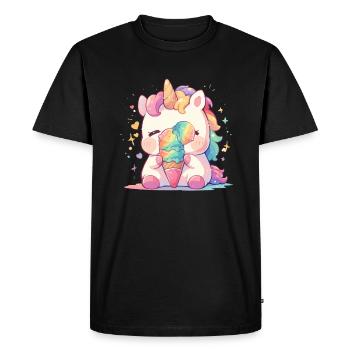 Licorne Crème Glacée Kawaii Japonaise - T-shirt Premium bio Homme - noir - Devant - Nico (187cm)