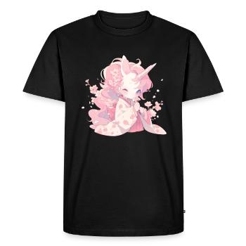 Licorne Sirène Kawaii Japonais - T-shirt Premium bio Homme - noir - Devant - Nico (187cm)