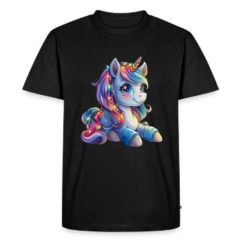 Licorne Noël Kawaii - T-shirt Premium bio Homme - noir - Devant - Nico (187cm)