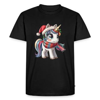 Licorne Noël Kawaii - T-shirt Premium bio Homme - noir - Devant - Nico (187cm)