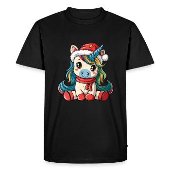 Licorne Noël Kawaii - T-shirt Premium bio Homme - noir - Devant - Nico (187cm)