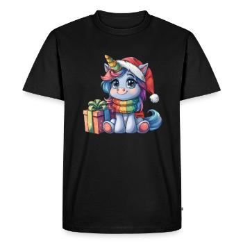 Licorne Noël Kawaii - T-shirt Premium bio Homme - noir - Devant - Nico (187cm)