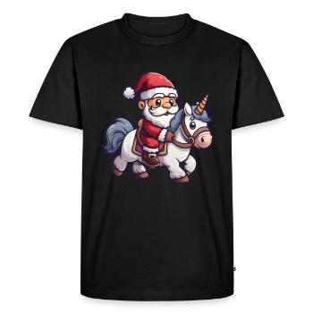 Licorne Père Noël Noël Kawaii - T-shirt Premium bio Homme - noir - Devant - Nico (187cm)