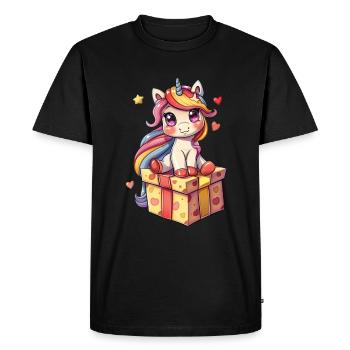 Licorne Noël Kawaii - T-shirt Premium bio Homme - noir - Devant - Nico (187cm)