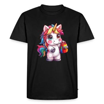 Unicorn Satchel Kawaii Japanese - Men's Premium Organic T-Shirt - black - Front - Nico (187cm)