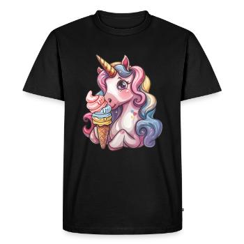 Licorne Crème Glacée Kawaii Japonaise - T-shirt Premium bio Homme - noir - Devant - Nico (187cm)