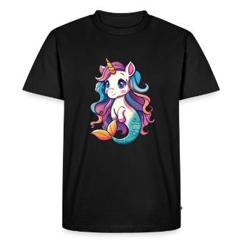Licorne Sirène Kawaii Japonais - T-shirt Premium bio Homme - noir - Devant - Nico (187cm)