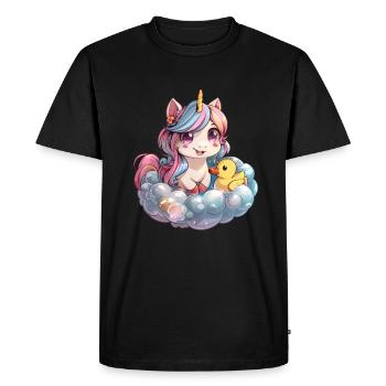 Unicorn Bubble Bath Kawaii Japanese - Men's Premium Organic T-Shirt - black - Front - Nico (187cm)